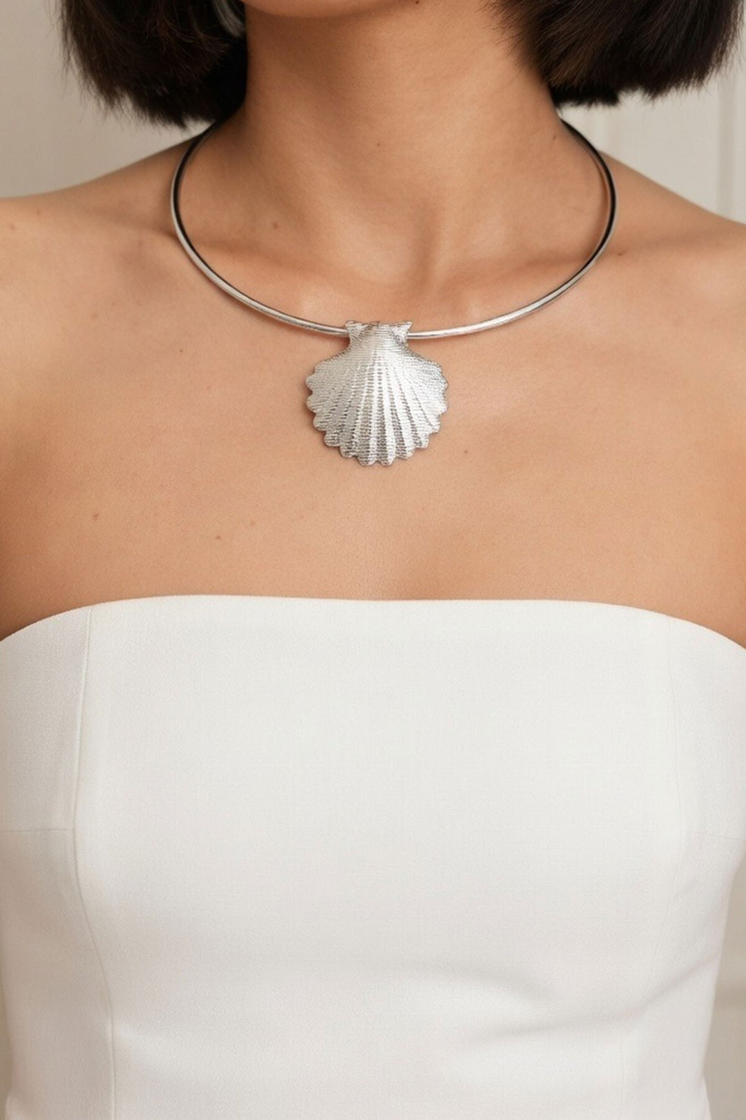 Silver Deniz Kabuğu Choker Kolye - Hilden