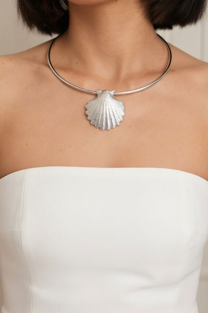 Silver Deniz Kabuğu Choker Kolye - Hilden