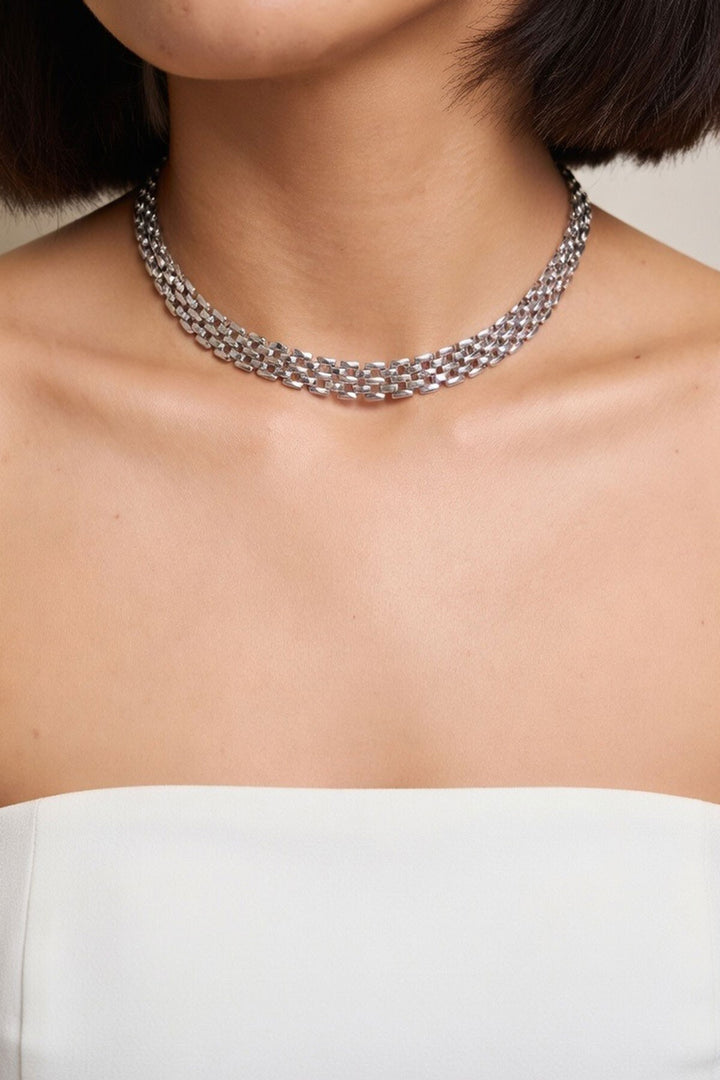 Silver Hasır Örgü Tasma Kolye - Bossier City