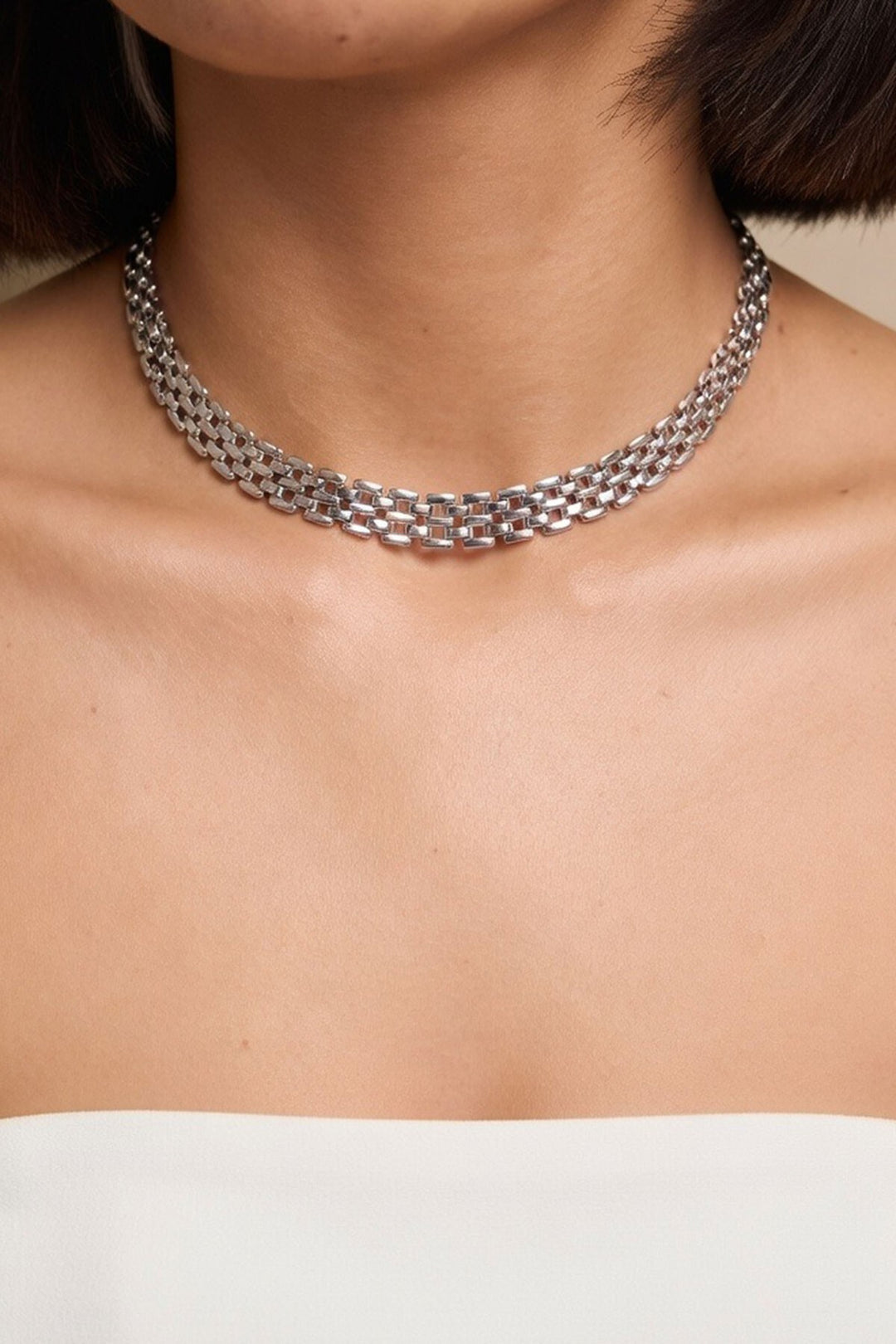 Silver Hasır Örgü Tasma Kolye - Bossier City