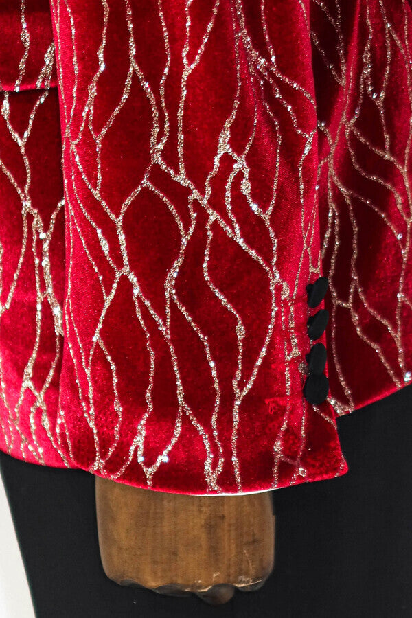 WSS Silver Patterned Burgundy Men Prom Blazer  - Cesano Maderno