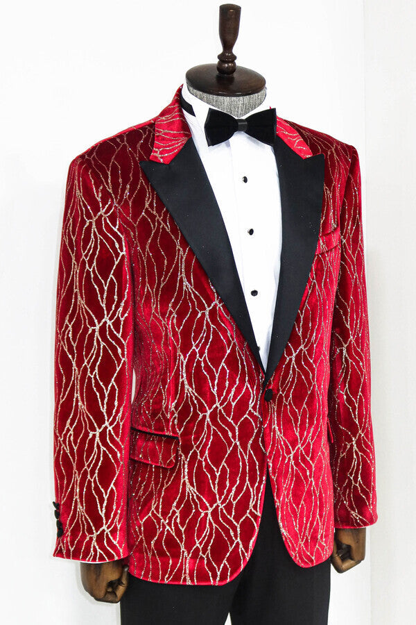 WSS Silver Patterned Burgundy Men Prom Blazer  - Cesano Maderno