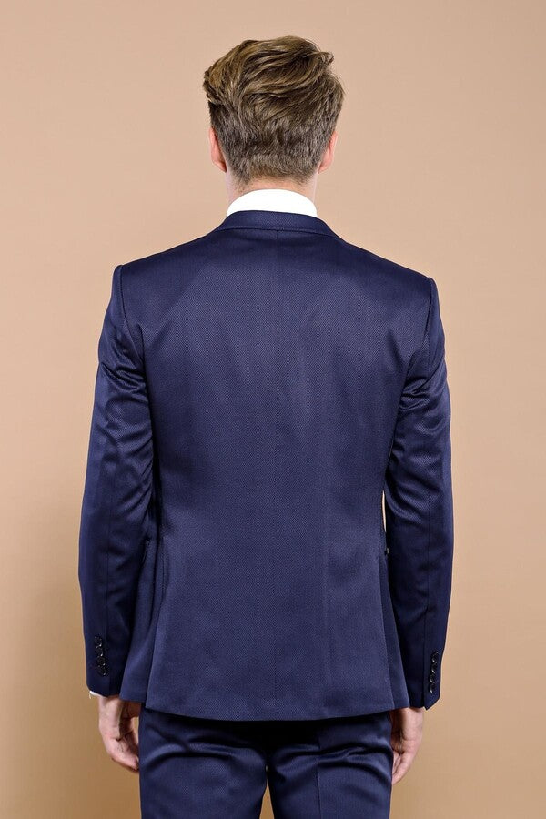 WSS Single Button Dark Blue Vested Suit  - Leyland
