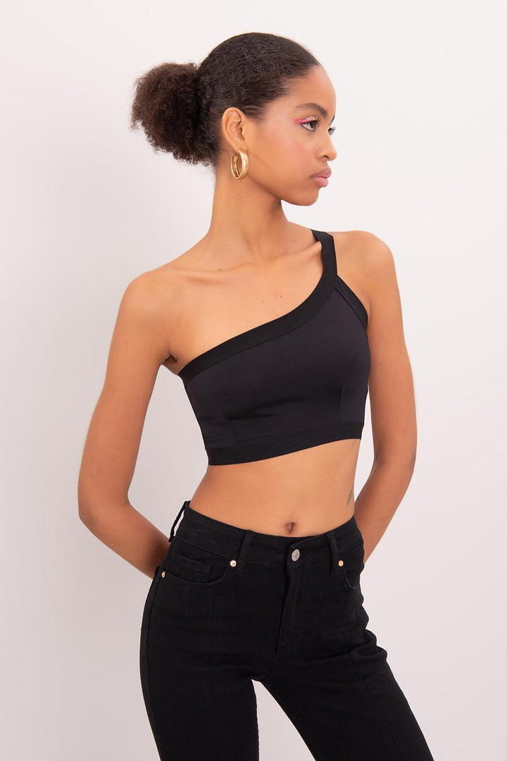 BSL Women One Shoulder Strapped Back Crop Top - Utrecht