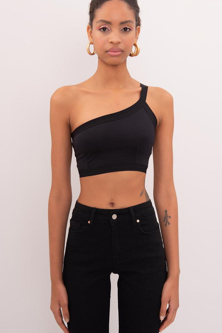 BSL Women One Shoulder Strapped Back Crop Top - Utrecht
