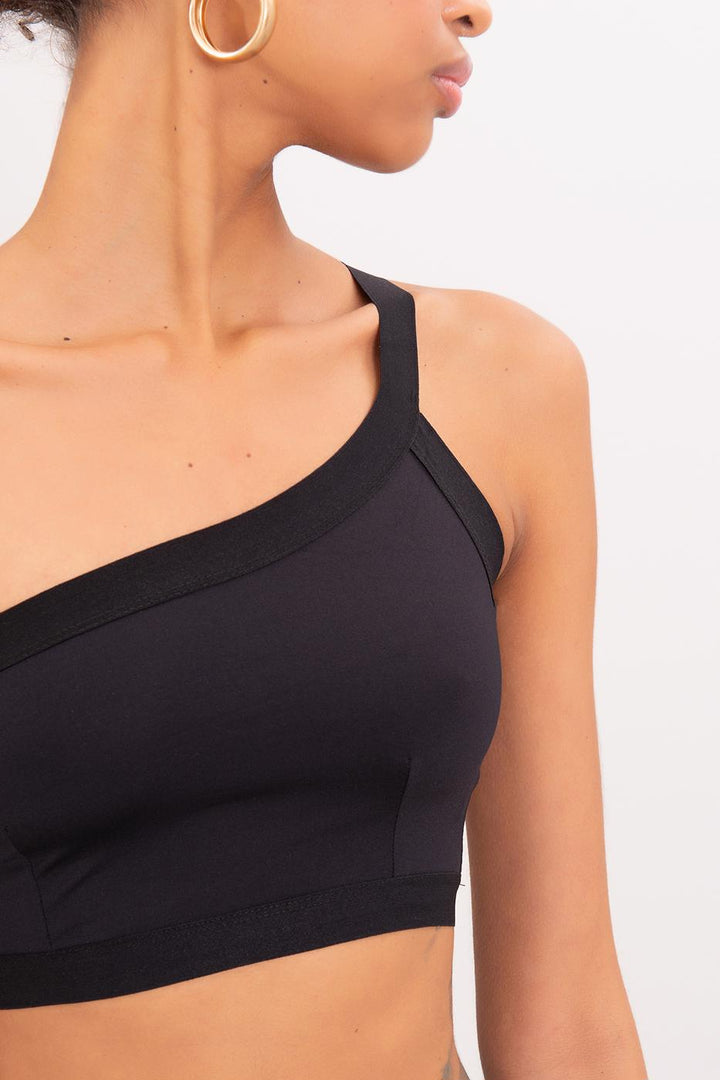 BSL Women One Shoulder Strapped Back Crop Top - Utrecht