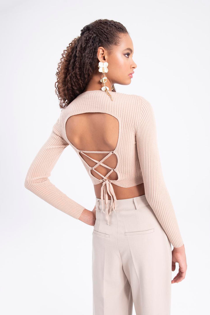 BSL Women Cross back tie knitted top - Floreşti