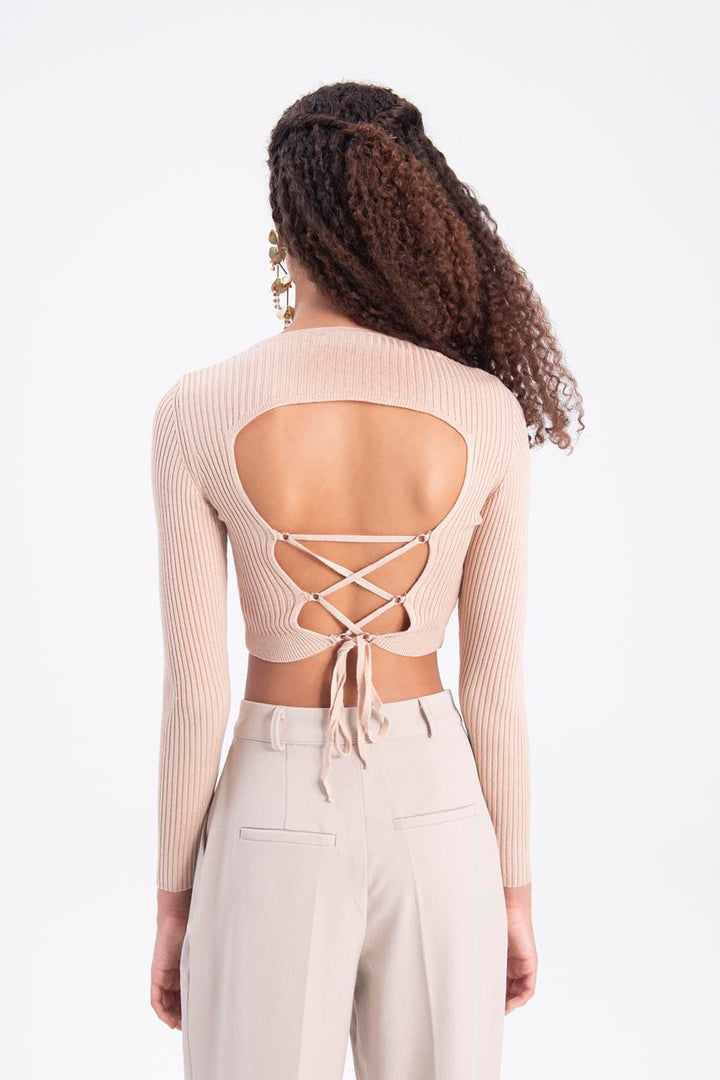 BSL Women Cross back tie knitted top - Floreşti