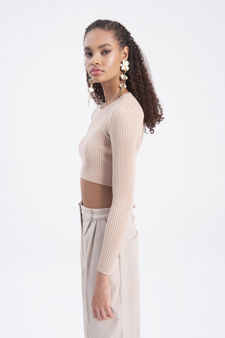 BSL Women Cross back tie knitted top - Floreşti