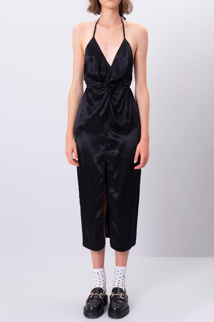 BSL Women Open Back Halter Neck Midi Dress - Lousada