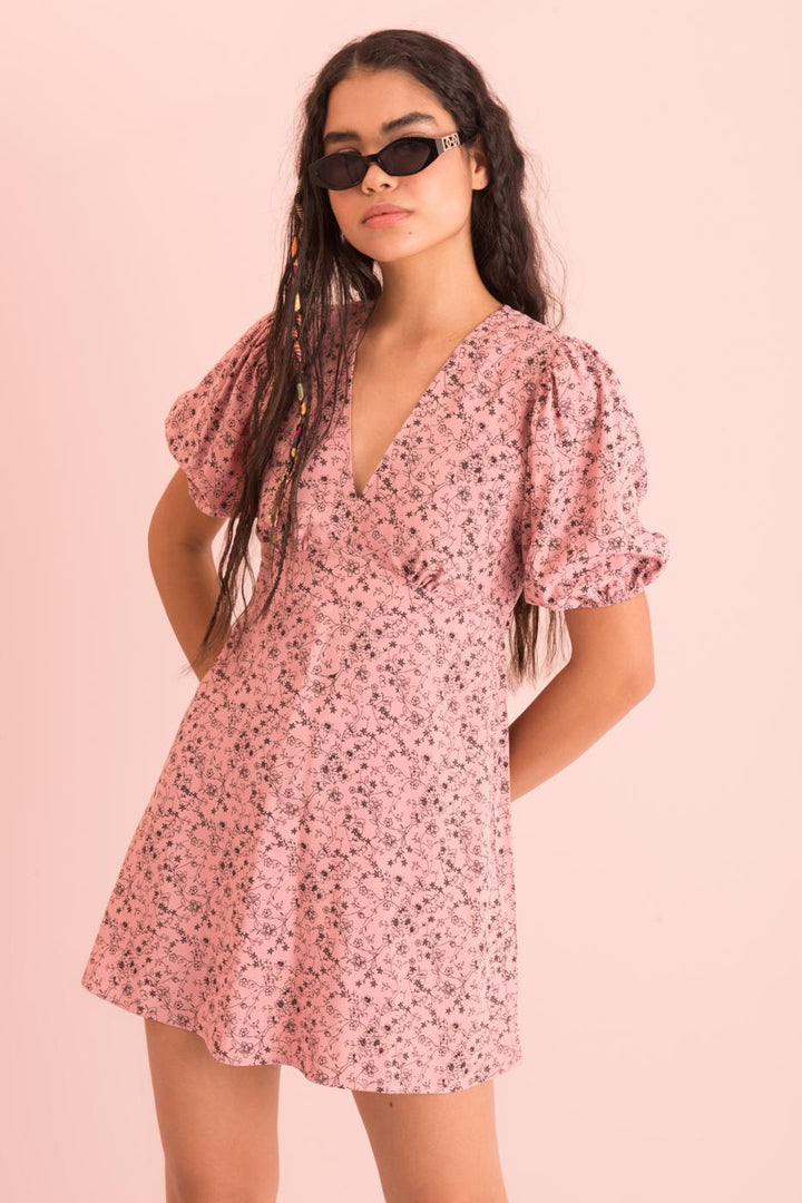 BSL Women Open Back V-Neck Mini Dress - Abilene