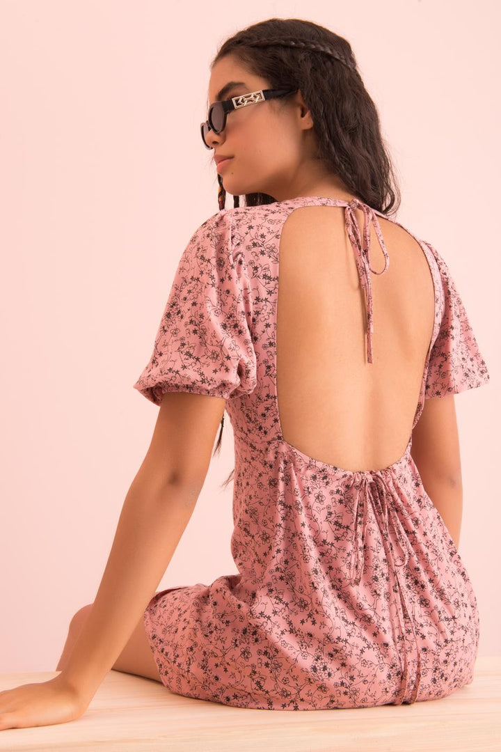 BSL Women Open Back V-Neck Mini Dress - Abilene