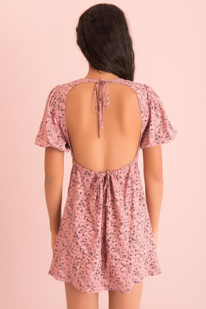 BSL Women Open Back V-Neck Mini Dress - Abilene