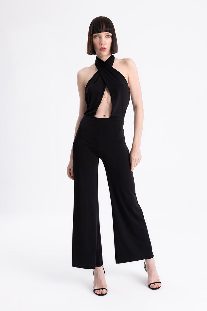 BSL Women Open Back Neck Tie Jumpsuit - Coalville