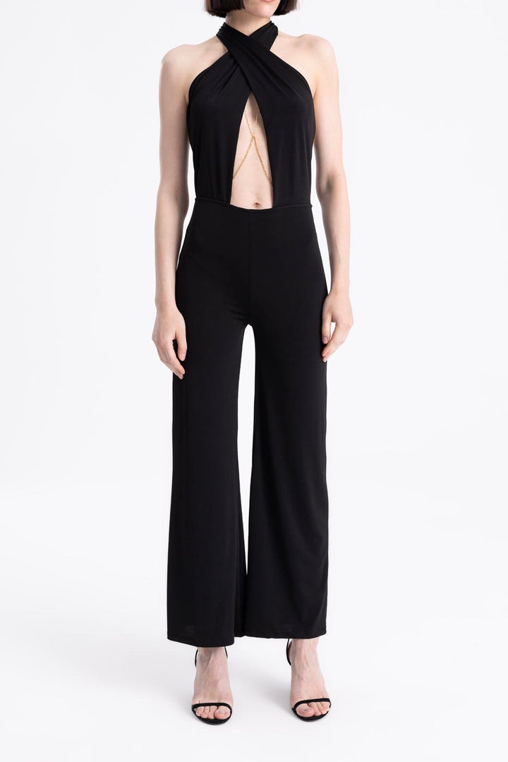 BSL Women Open Back Neck Tie Jumpsuit - Coalville