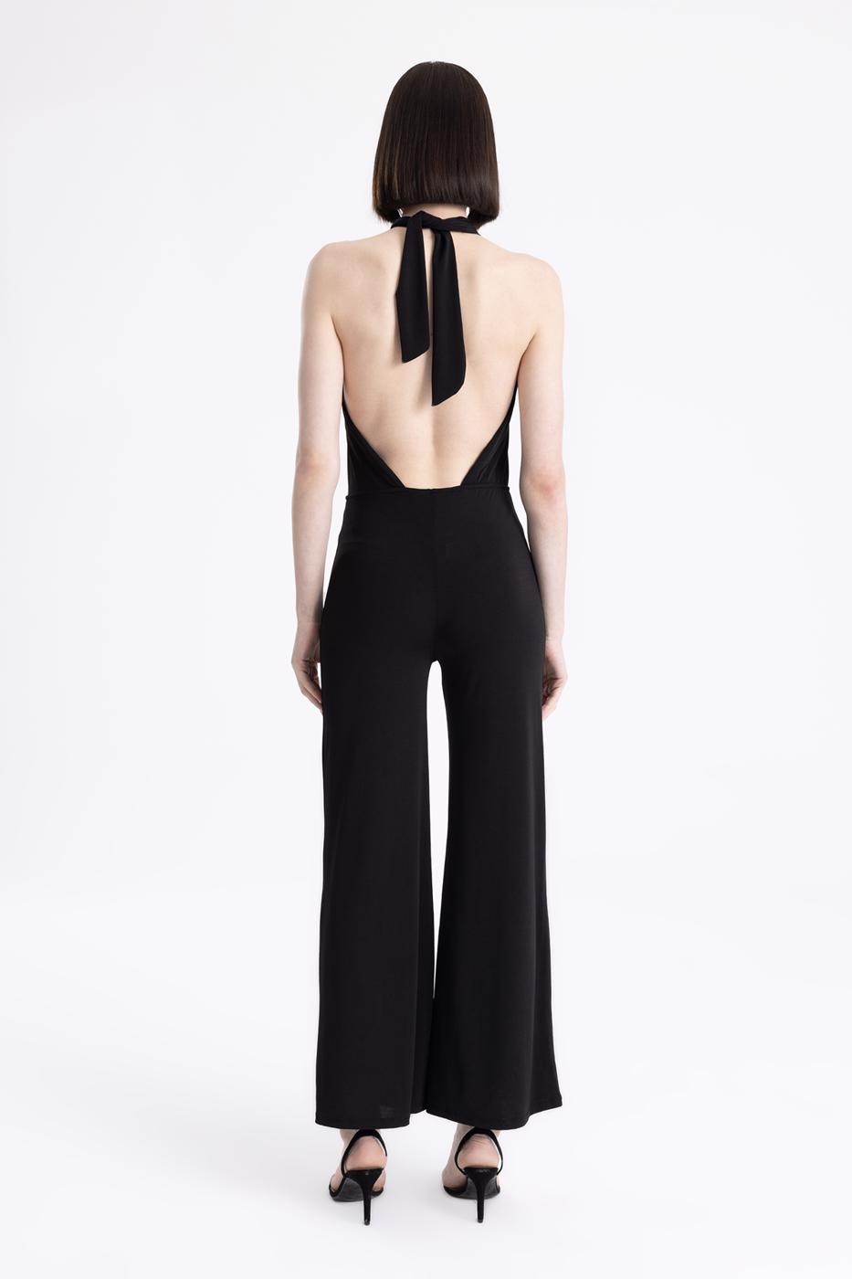 BSL Women Open Back Neck Tie Jumpsuit - Coalville