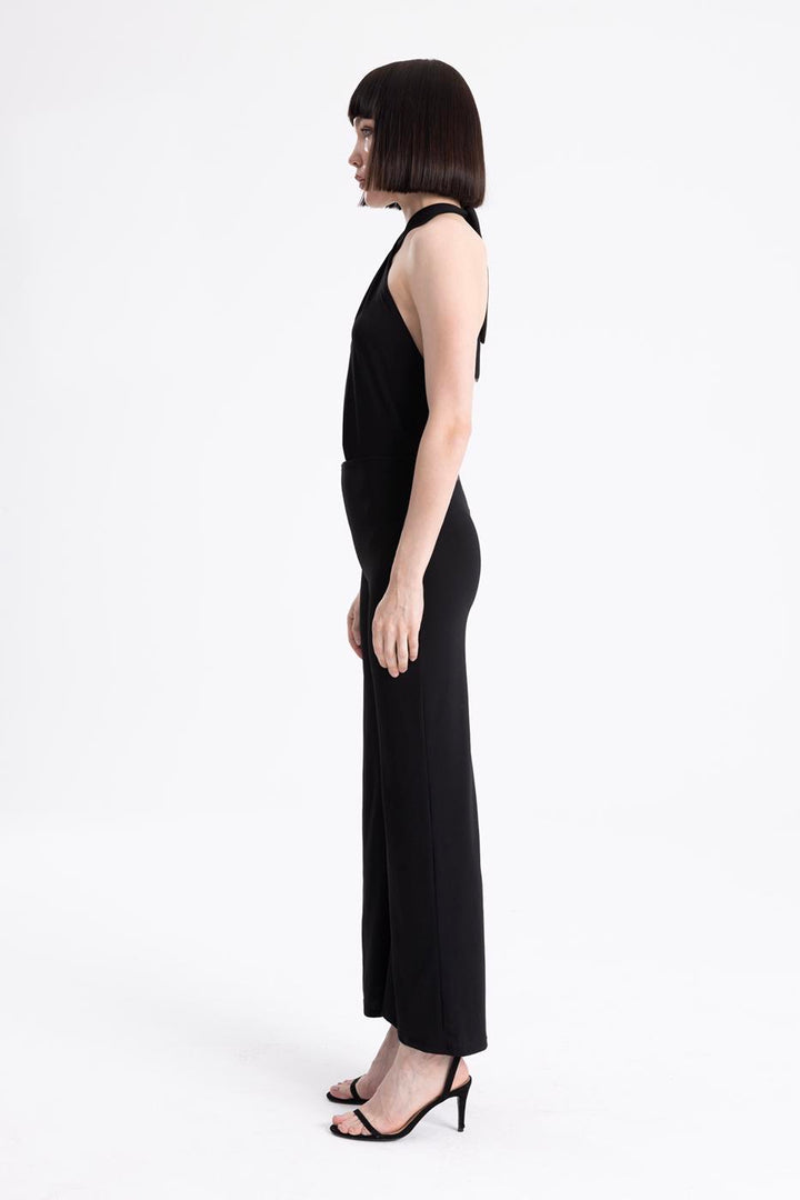 BSL Women Open Back Neck Tie Jumpsuit - Coalville