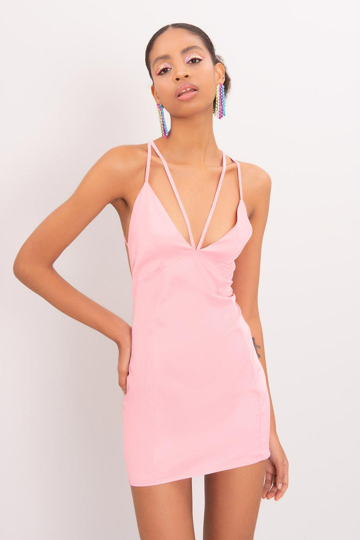 BSL Women Open Back Cross Band Mini Dress - La Ciotat