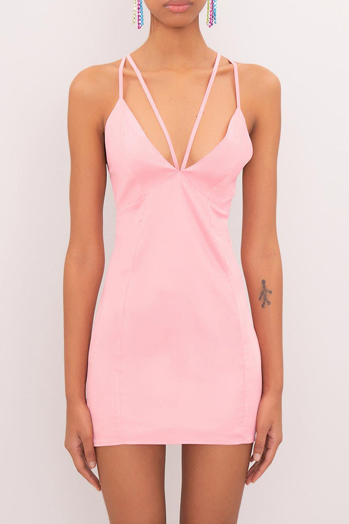 BSL Women Open Back Cross Band Mini Dress - La Ciotat