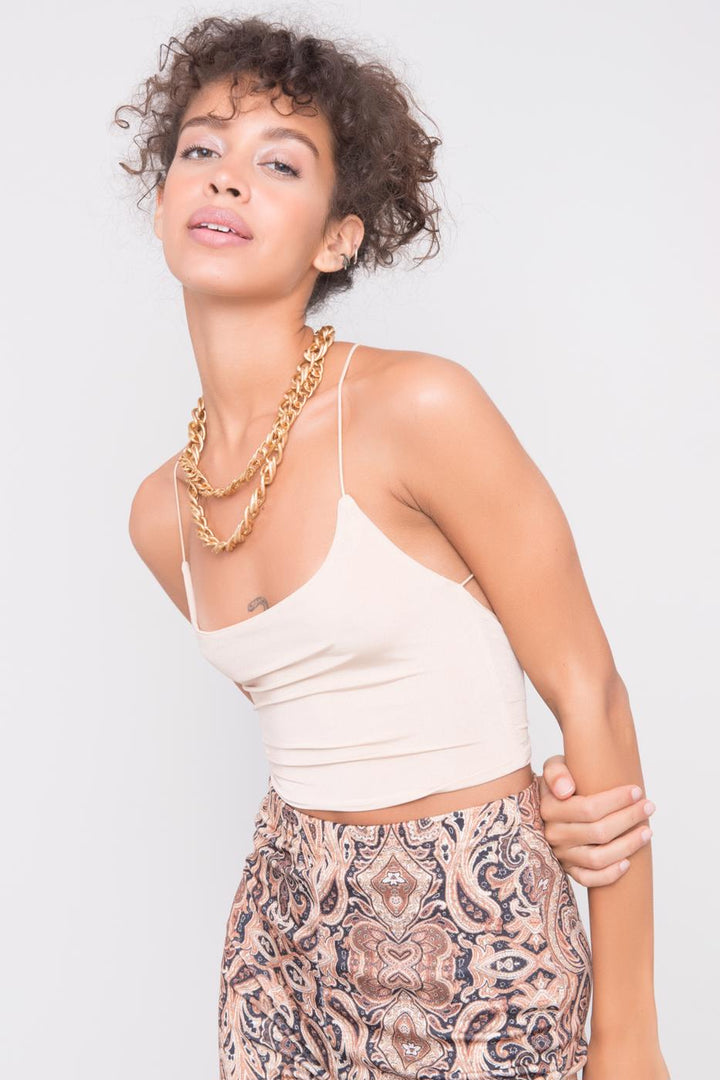 BSL Women Open Back Cross Band Crop Top - Anniston