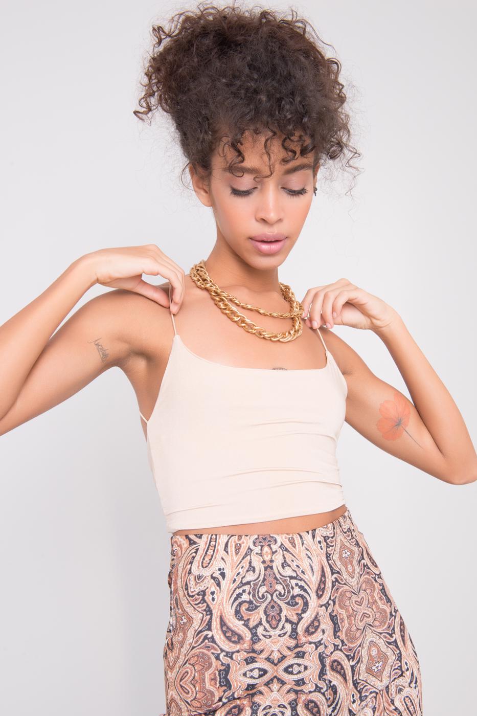 BSL Women Open Back Cross Band Crop Top - Anniston