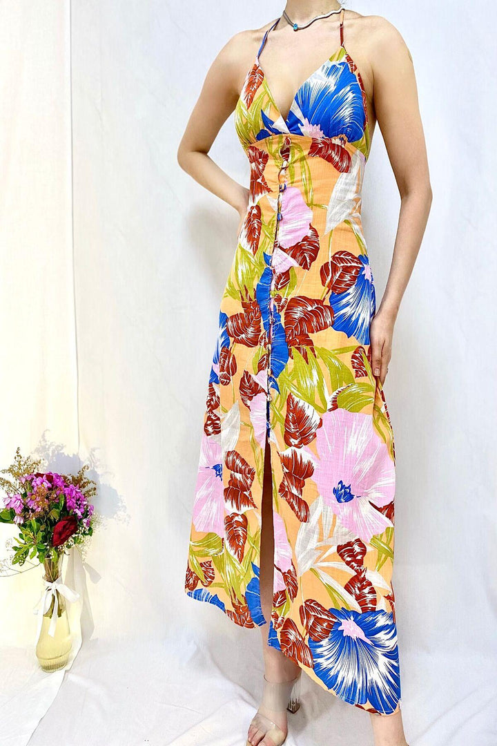 ELS Linen Dress with Back Decollete - Blue - Alcalá de Guadaira