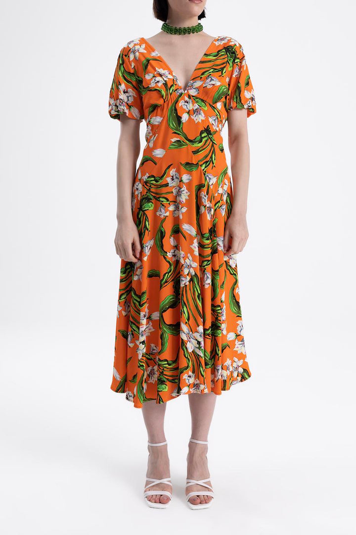 BSL Women Open Back V-Neck Midi Dress - Ciudad Río Bravo