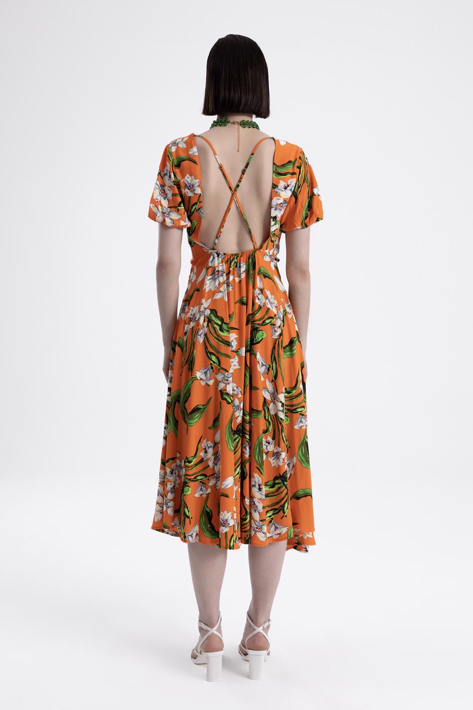 BSL Women Open Back V-Neck Midi Dress - Ciudad Río Bravo