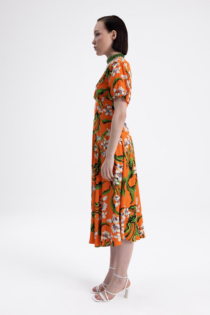 BSL Women Open Back V-Neck Midi Dress - Ciudad Río Bravo