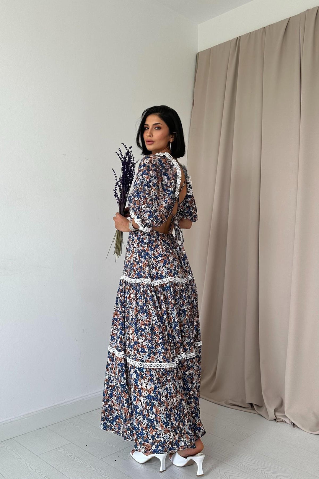 ELS Backless Embroidered Dress - Navy Blue - Saanich