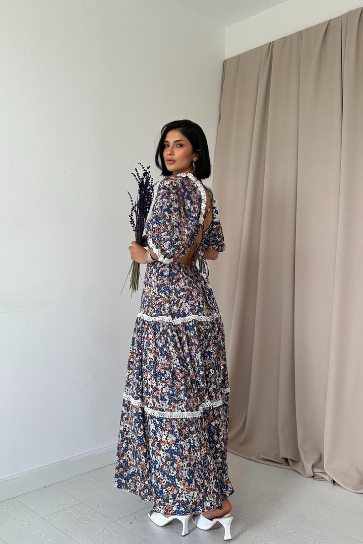 ELS Backless Embroidered Dress - Navy Blue - Saanich