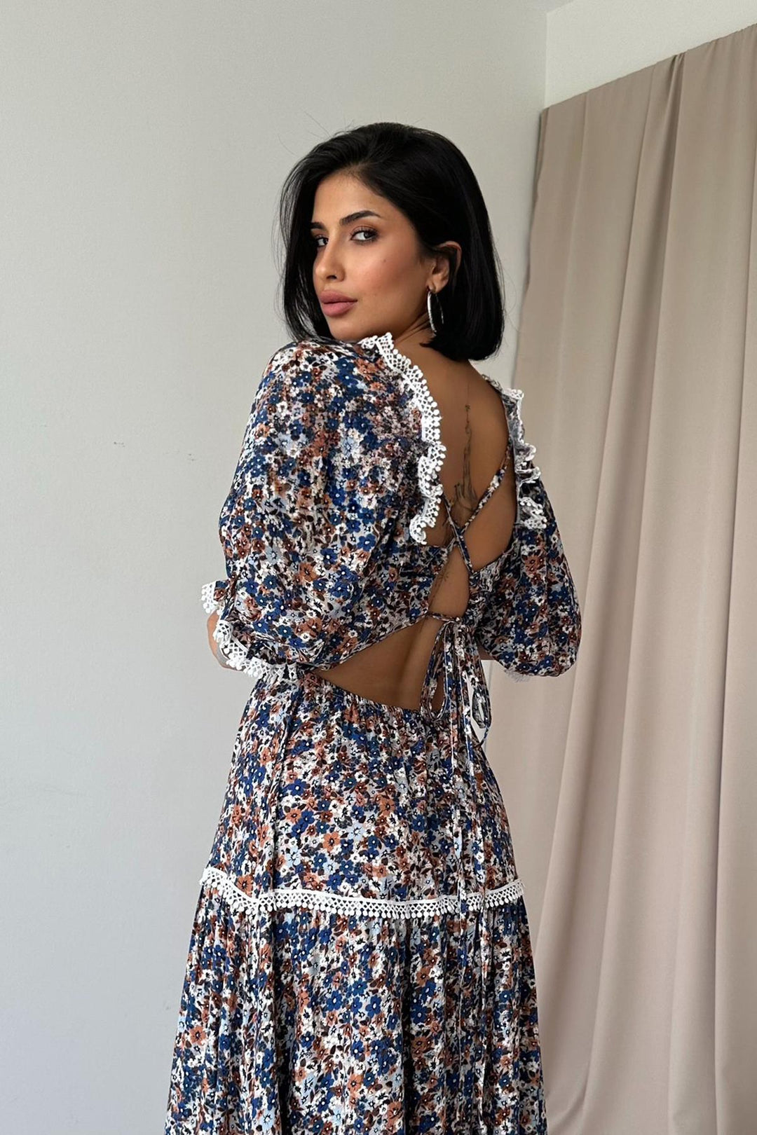 ELS Backless Embroidered Dress - Navy Blue - Saanich