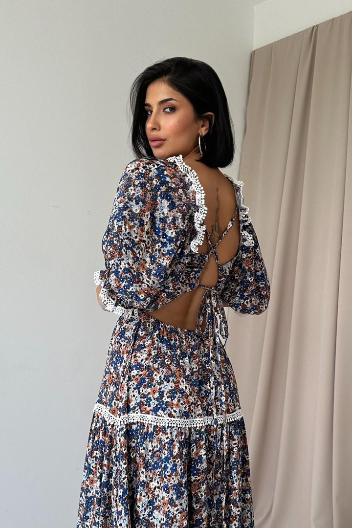 ELS Backless Embroidered Dress - Navy Blue - Saanich