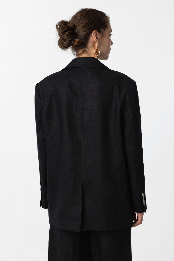 ANT Antioch Siyah 100% Keten Kadın Blazer Ceket - Baia Mare
