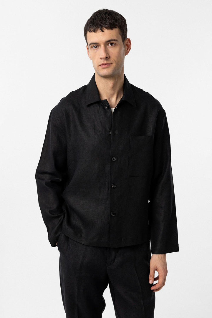 ANT Antioch Black 100% Linen Relax Fit Men's Lightweight Jacket - Worcester