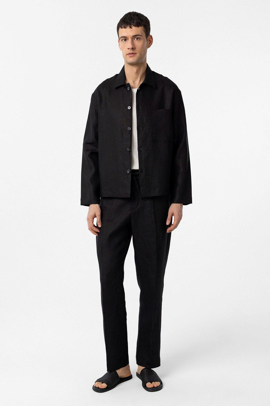 ANT Antioch Black 100% Linen Relax Fit Men's Lightweight Jacket - Worcester