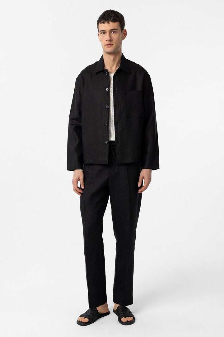 ANT Antioch Black 100% Linen Relax Fit Men's Lightweight Jacket - Worcester