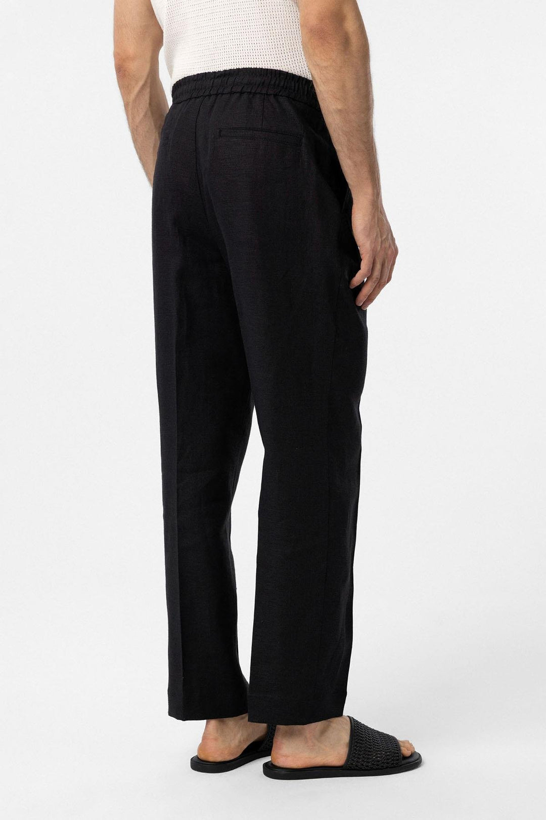ANT Antioch Black 100% Linen High Waist Men's Pants - Manalapan