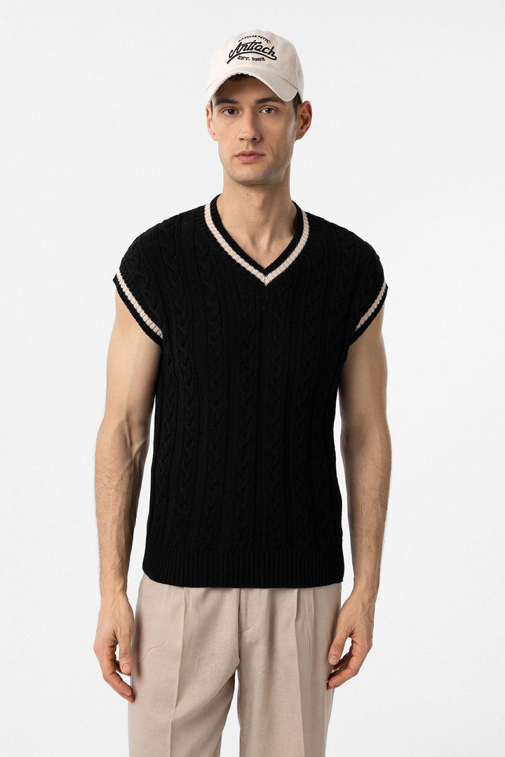 ANT Antioch Black 100% Cotton Knitted Men's Vest - Frosinone