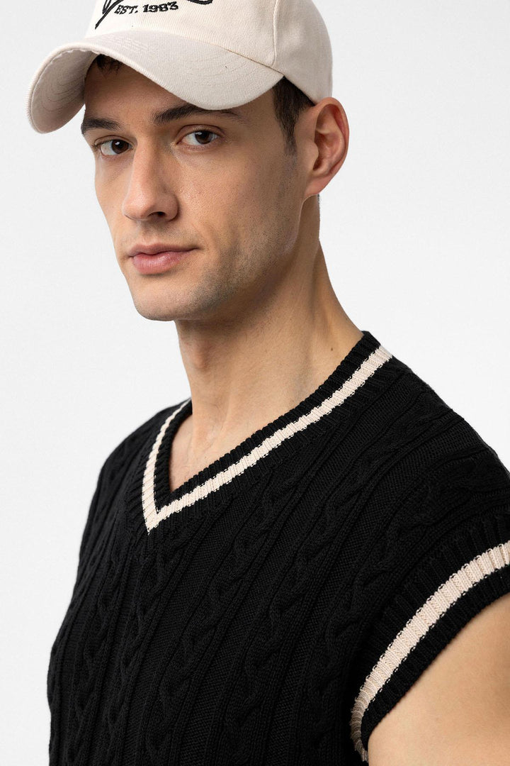 ANT Antioch Black 100% Cotton Knitted Men's Vest - Frosinone