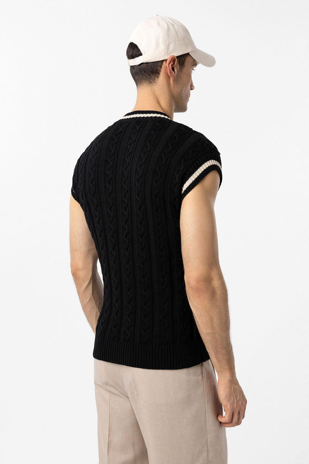 ANT Antioch Black 100% Cotton Knitted Men's Vest - Frosinone