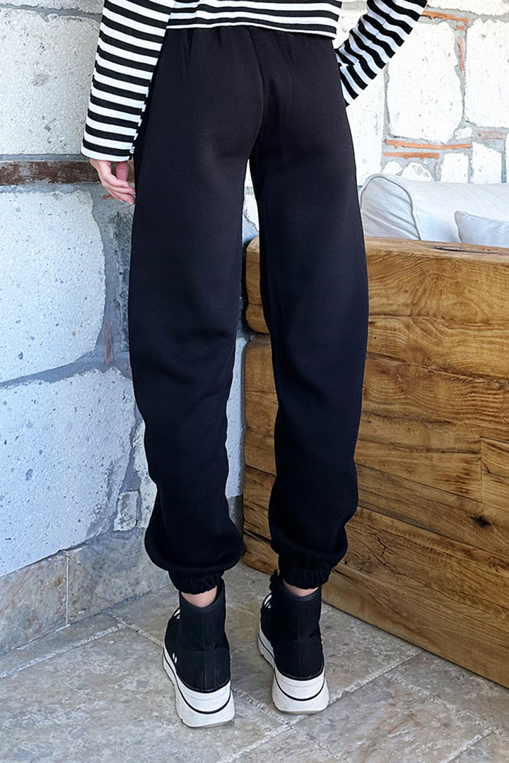 Black 3 Yarn Inside Sateen Jogging Sweatpants BCHYL-251214 - Huamantla