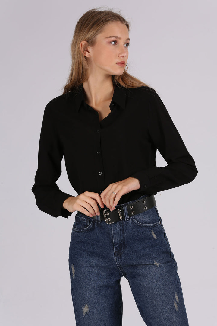 BGD Women Viscose Shirt - Black - Haverhill