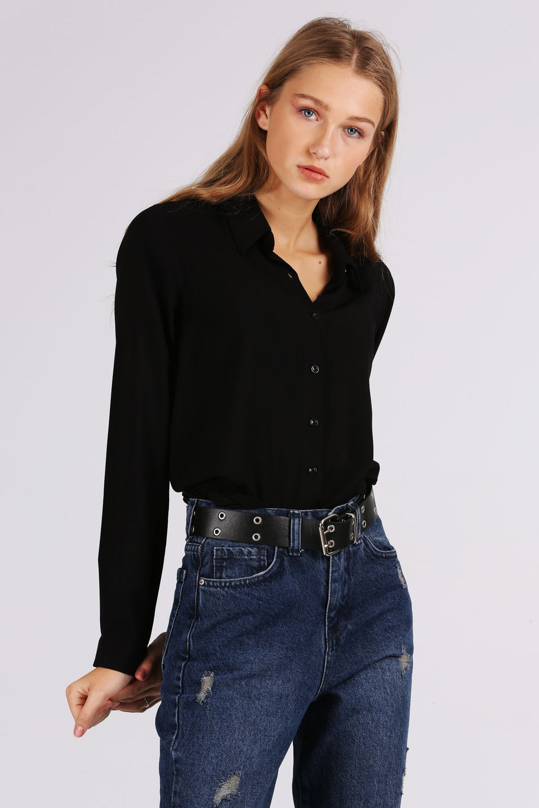 BGD Women Viscose Shirt - Black - Haverhill