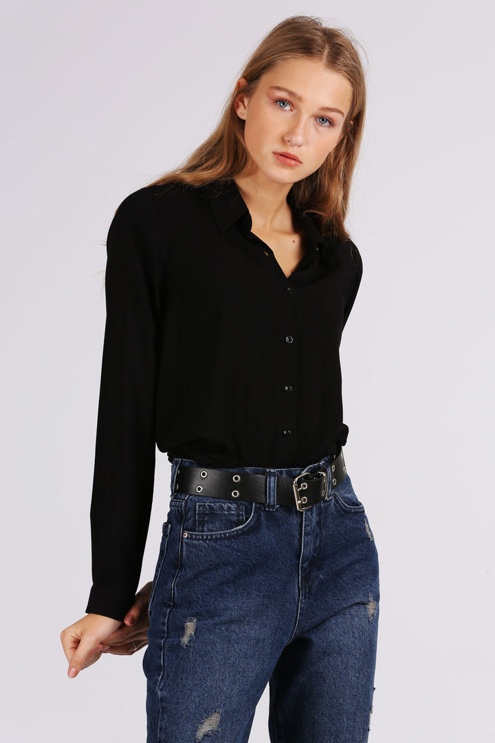BGD Women Viscose Shirt - Black - Haverhill