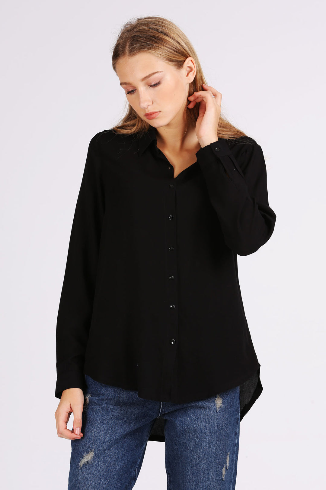 BGD Women Viscose Shirt - Black - Haverhill
