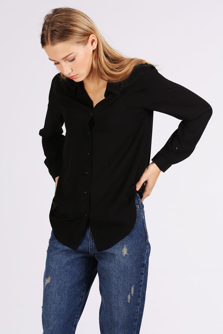 BGD Women Viscose Shirt - Black - Haverhill