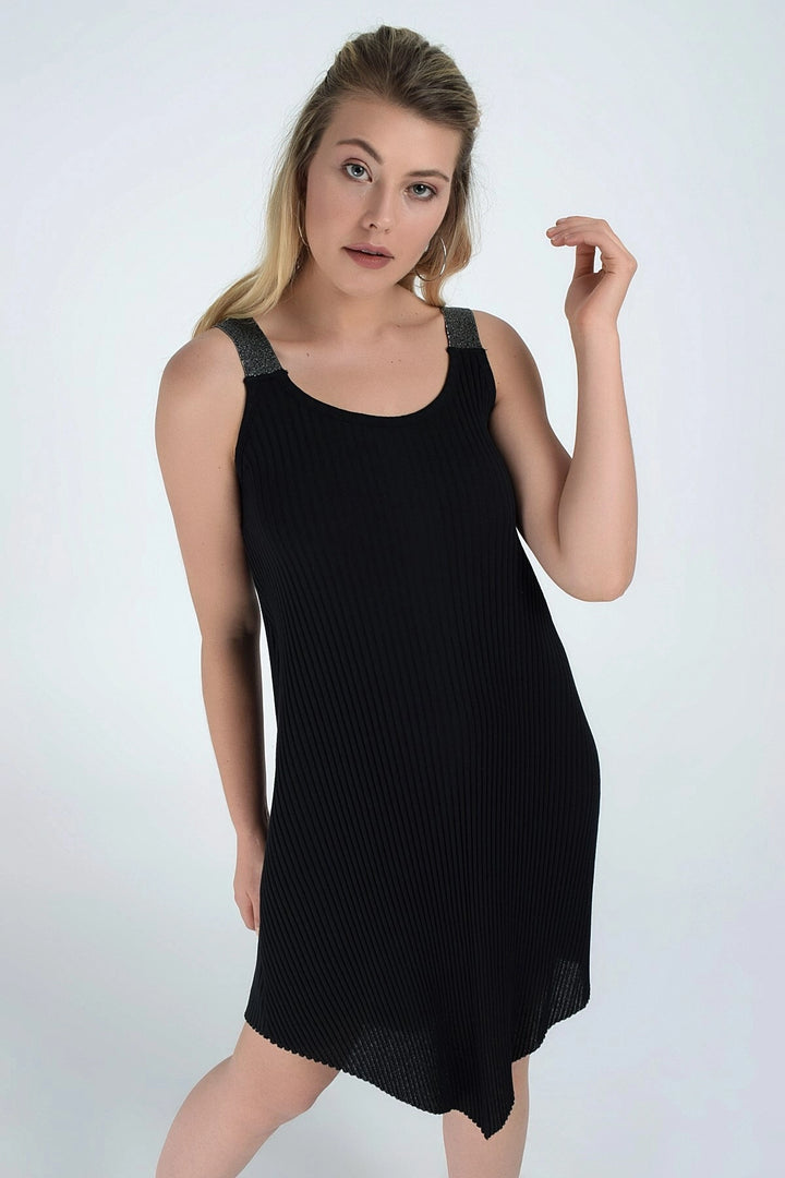 Black A Line Strappy Glitter Tunic Dress CO-259231599 - San Mateo