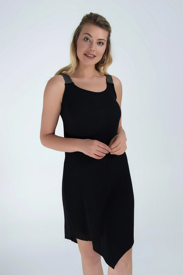 Black A Line Strappy Glitter Tunic Dress CO-259231599 - San Mateo