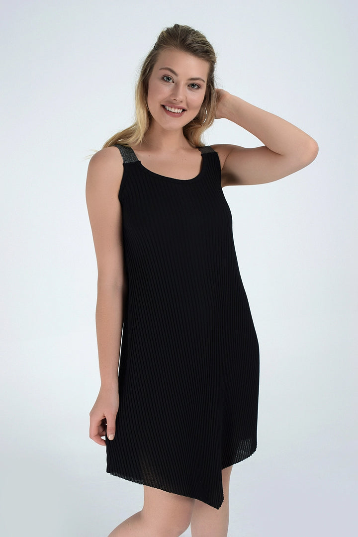 Black A Line Strappy Glitter Tunic Dress CO-259231599 - San Mateo